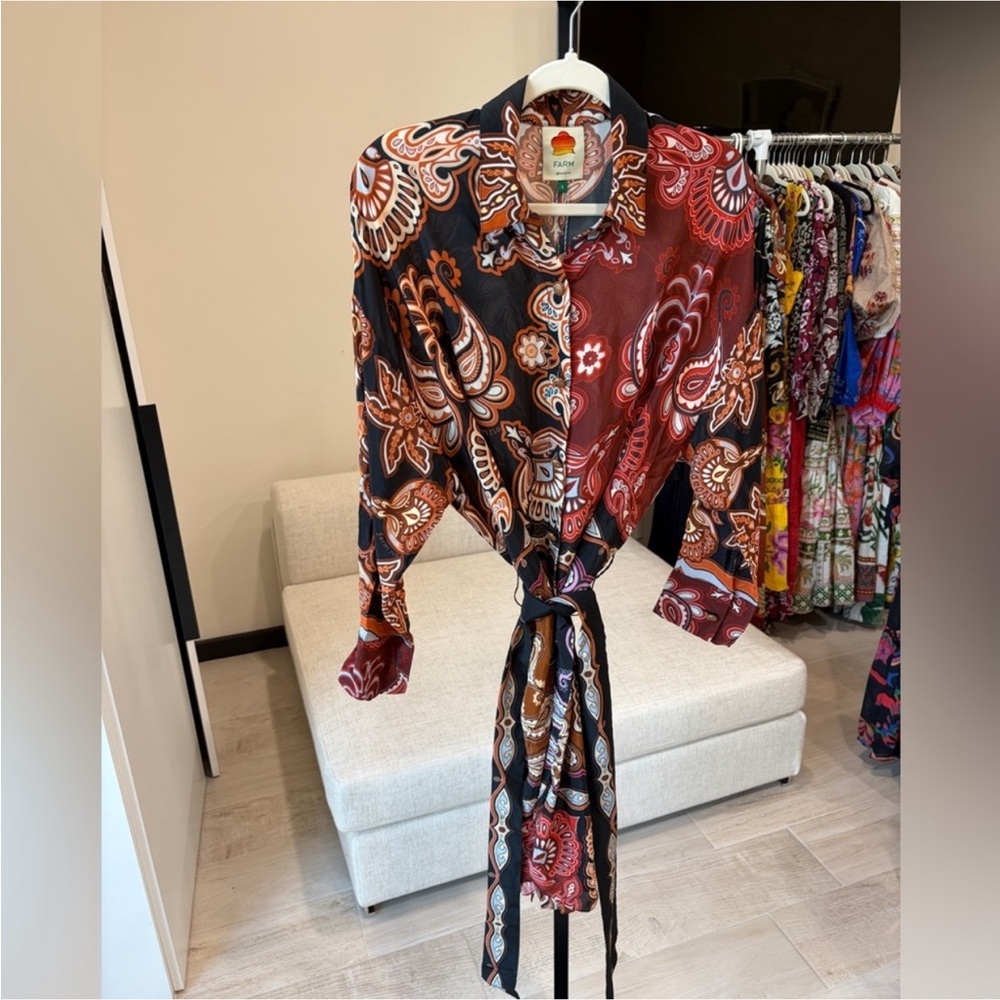 Farm Rio Printed Mini Shirt Dress - Picture 16 of 16